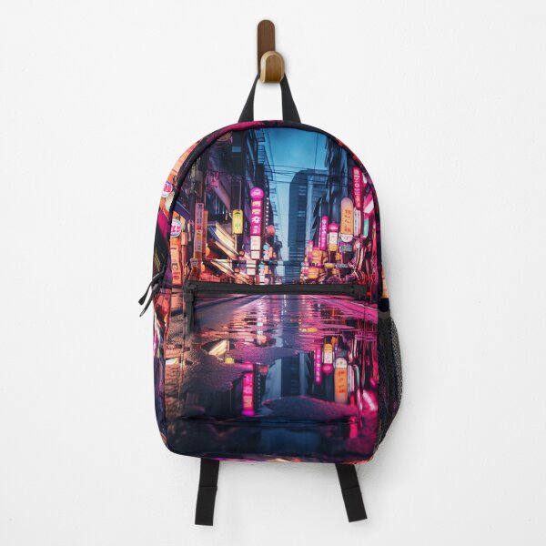 Item preview, Neon noir street reflecting in japan after rain synthwave designed and sold by richardwooten.