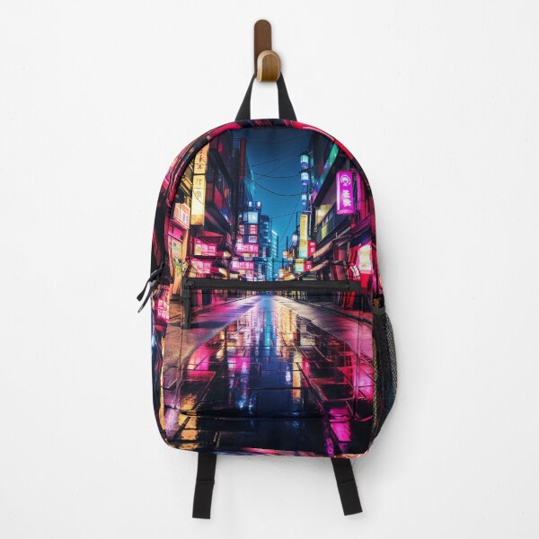 Item preview, Synthwave Neon noir street reflecting in japan after rain designed and sold by richardwooten.