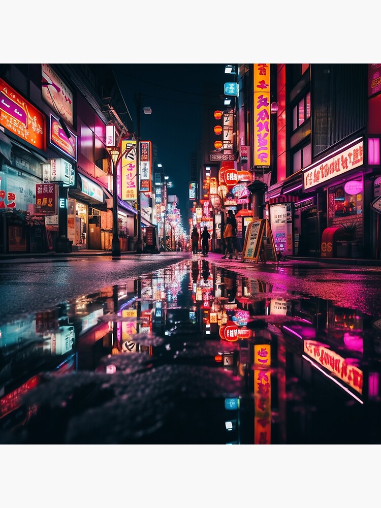 Neon noir street reflecting in japan | Art Board Print