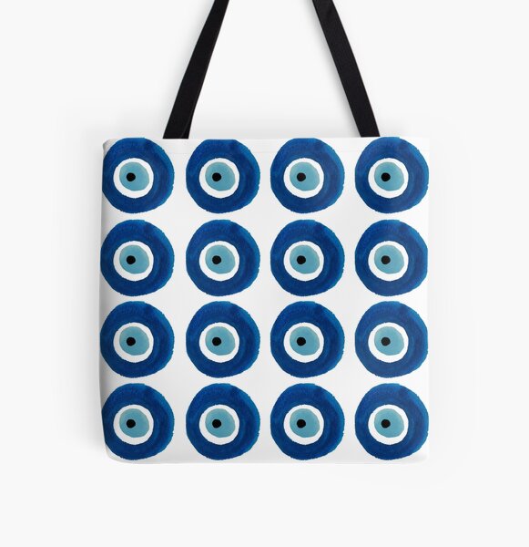 Blue Evil Eye Round Tote Bag