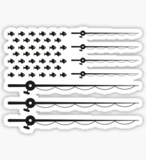 Vintage Patriotic Fishing USA American Flag T-Shirt Tee Gift Sticker