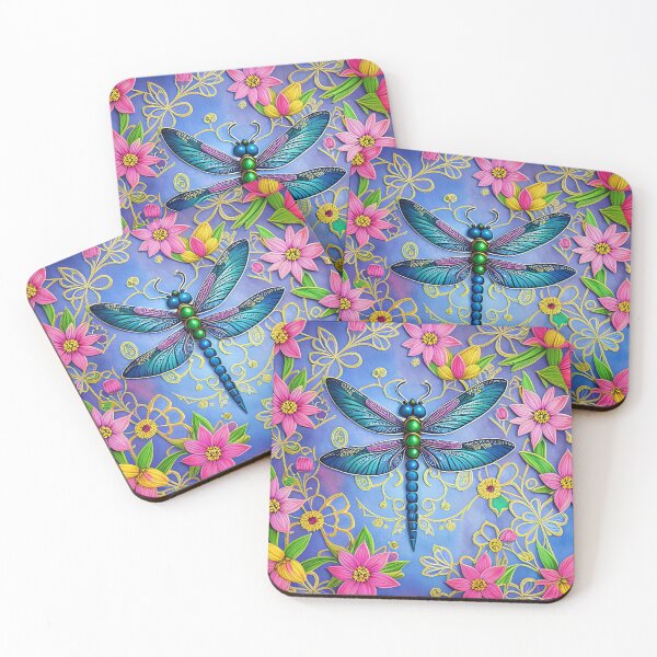 Item preview, Floral and Blue Delicate Dragonfly designed and sold by purplesensation.