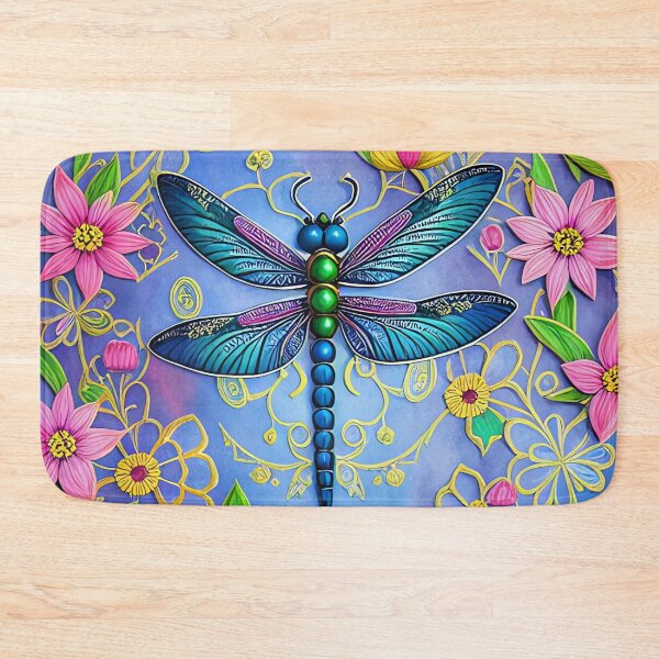 Item preview, Floral and Blue Delicate Dragonfly designed and sold by purplesensation.