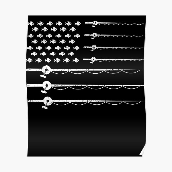 Vintage Patriotic Fishing USA American Flag T-Shirt Tee Gift Poster