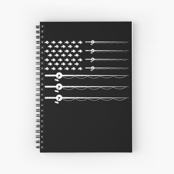 Vintage Patriotic Fishing USA American Flag T-Shirt Tee Gift Spiral Notebook