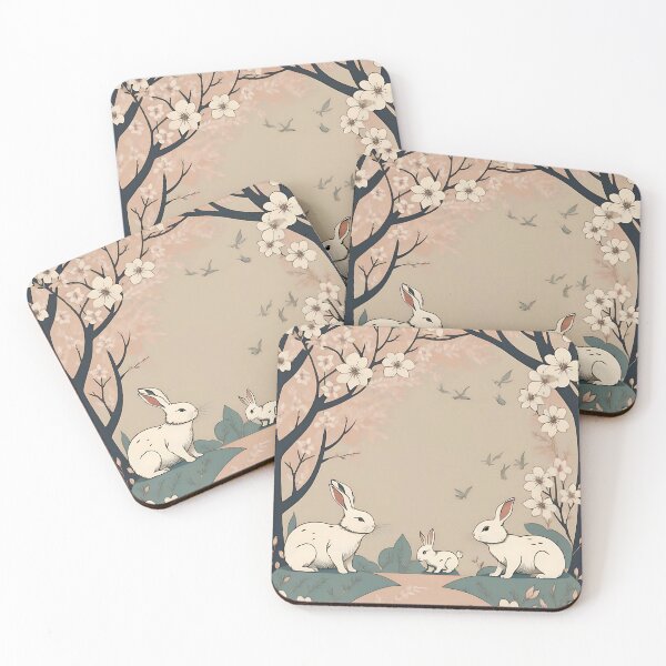 Item preview, Rabbits playing among the cherry blossoms  designed and sold by Coexist In Tee's .