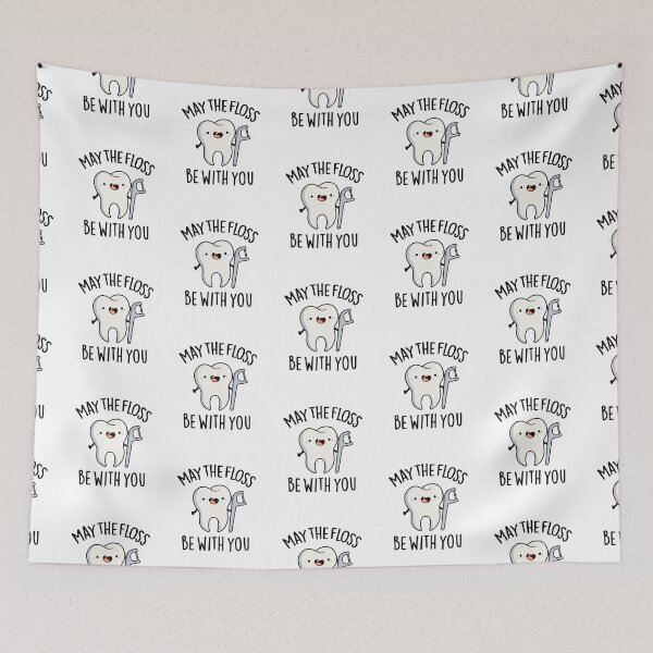 Item preview, May The Floss Be With You Funny Tooth Puns  designed and sold by punnybone.