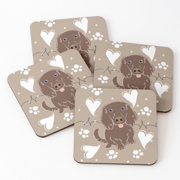 Item preview, LOVE Chocolate Long Haired Dachshund Sausage Dog designed and sold by Lulupainting.