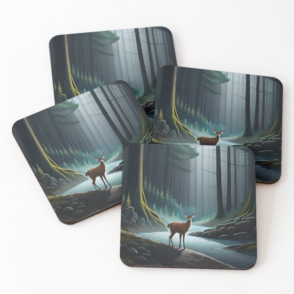 Item preview, a dark lone deer in a deep dark forest designed and sold by DellabraSon.