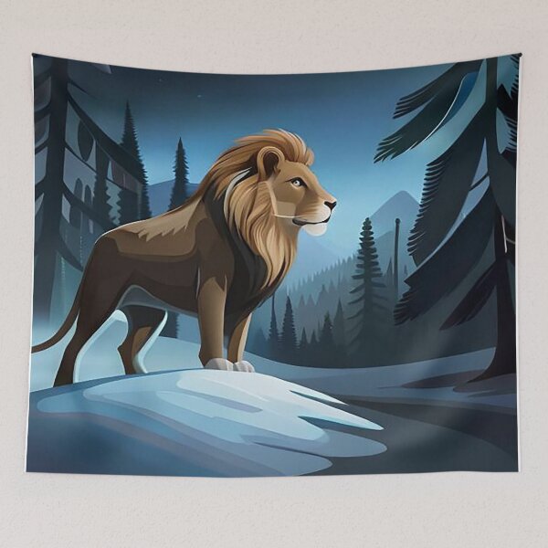 Item preview, a dark lone lion in a deep dark forest designed and sold by DellabraSon.