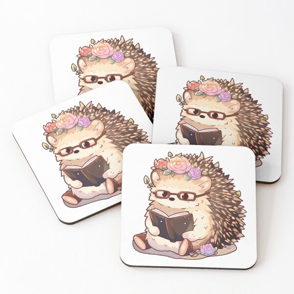 Item preview, Curious Hedgehog Reading - Spiny, Compact, and Ornamental Cartoon Sticker designed and sold by PaintbrushPlace.