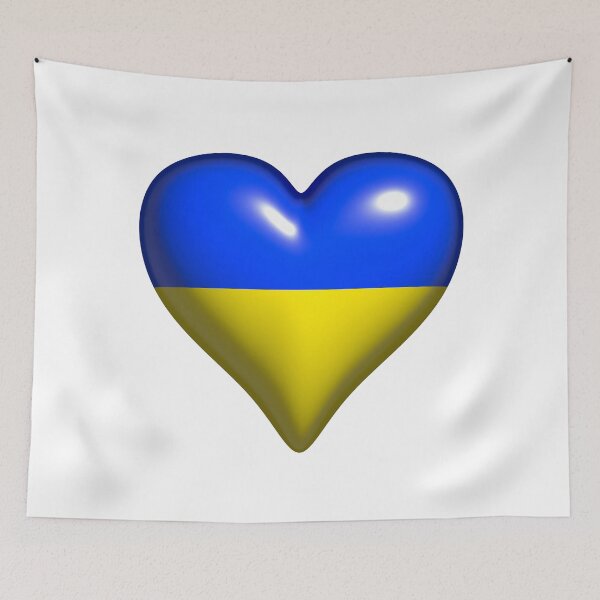 Item preview, Ukraine Sweden shiny heart blue yellow designed and sold by lathspell.