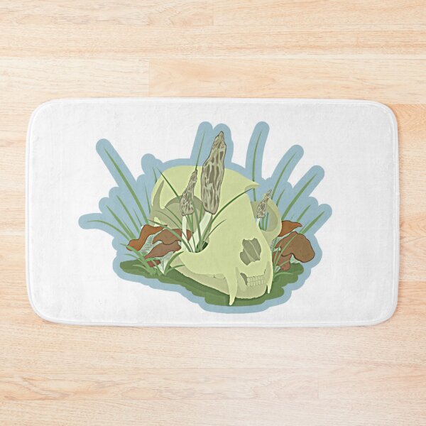 Item preview, Cat Skull with Mushrooms (Blue Background) designed and sold by McSacks-Shack.