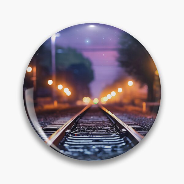 Item preview, Modern of railroad tracks night, light bokeh, defocused background, cinematic designed and sold by Gabi.Media.