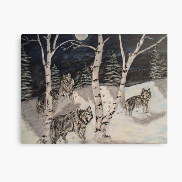 Wolves in the woods Canvas Print