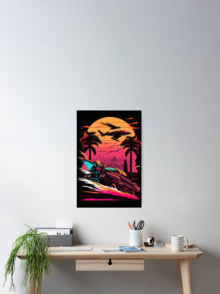 Thumbnail 2 of 3, Poster, Jetty Racer at Sunset designed and sold by AlienNation81.