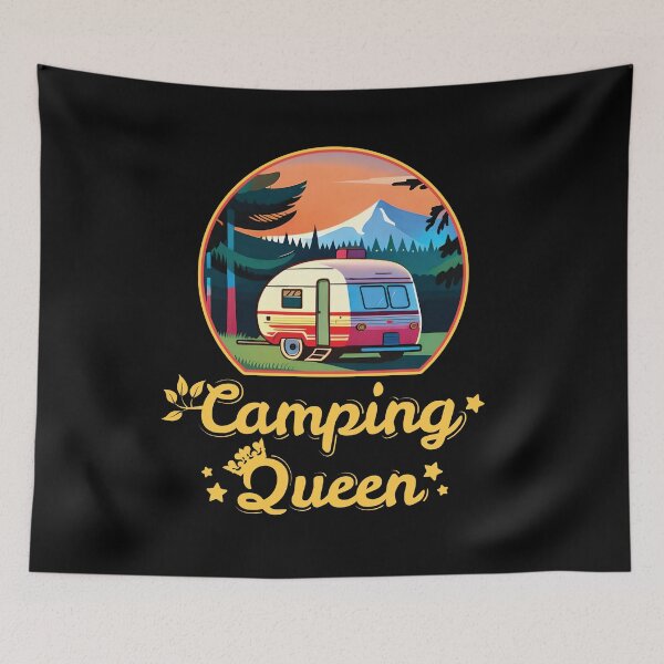 Item preview, Camping Queen - Forest Wilderness Camping Adventure Lover Yellow Font designed and sold by thecatcouch.