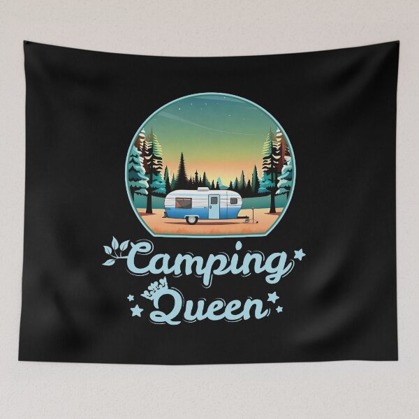 Item preview, Camping Queen - Forest Wilderness Camping Adventure Lover Blue Font designed and sold by thecatcouch.