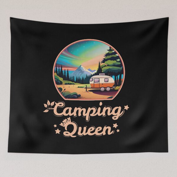 Item preview, Camping Queen - Forest Wilderness Camping Adventure Lover Peach Font designed and sold by thecatcouch.