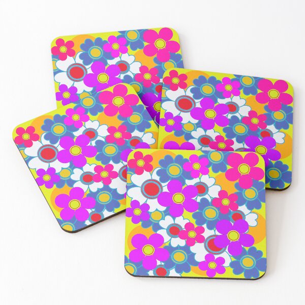 Item preview, colorful retro hippy flower pattern designed and sold by pauloneill-art.