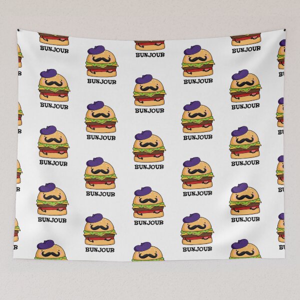 Item preview, Bunjour French Burger Funny Bun Puns  designed and sold by punnybone.