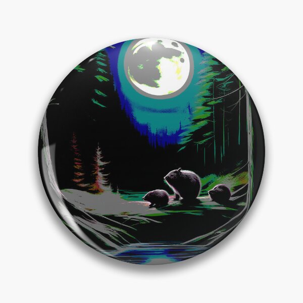 Item preview, dark beavers in moonlit forest 2023 tileartwork designed and sold by tileartwork.