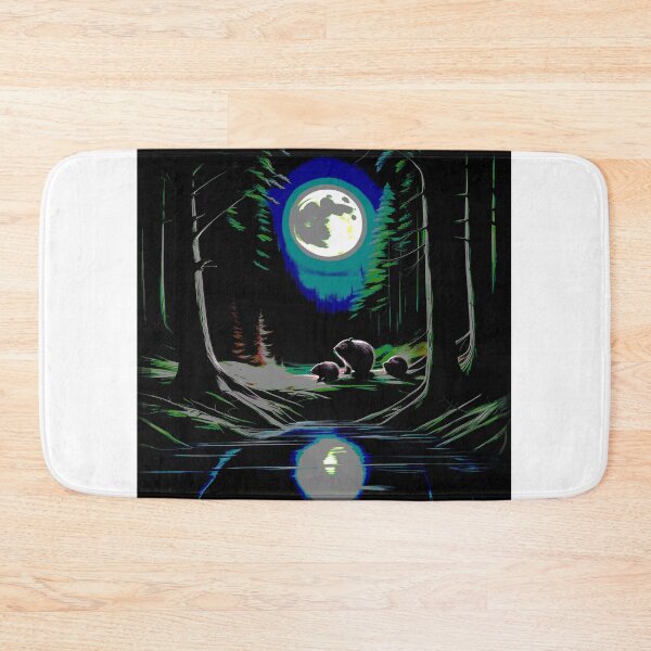 Item preview, dark beavers in moonlit forest 2023 tileartwork designed and sold by tileartwork.