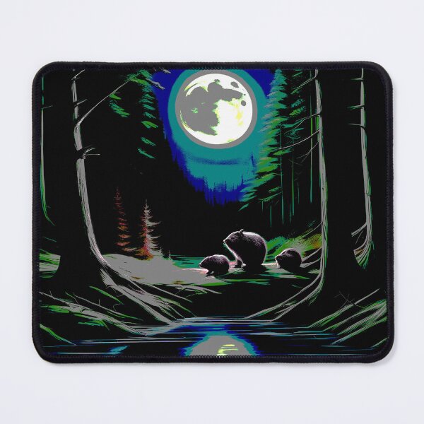 Item preview, dark beavers in moonlit forest 2023 tileartwork designed and sold by tileartwork.
