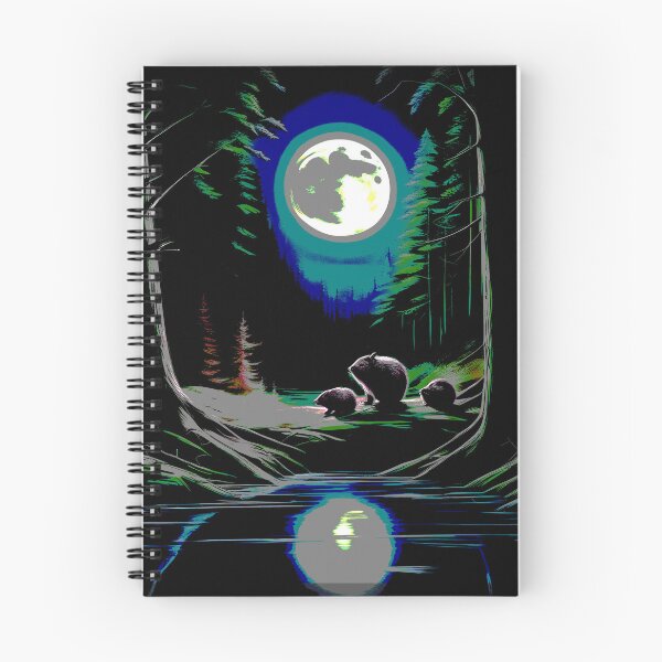 Item preview, dark beavers in moonlit forest 2023 tileartwork designed and sold by tileartwork.