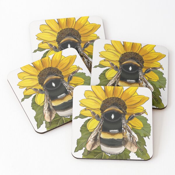 Item preview, Bumblebee on Flower by BeeFoxTree White background designed and sold by BeeFoxTree.