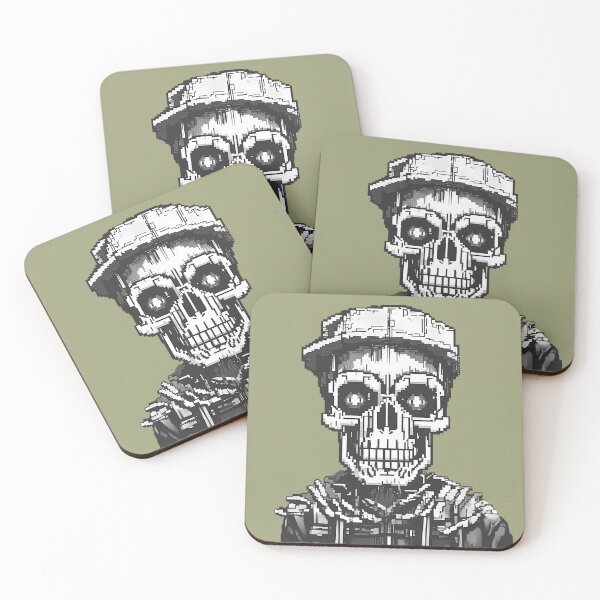 Item preview, Pixel art zombie skull, game, comic, black and white designed and sold by Time4Space.