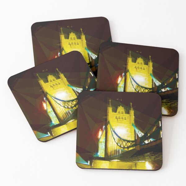 Item preview, Tower bridge lit up at night. Image created using geometric shapes designed and sold by EdgyEdgeArt.