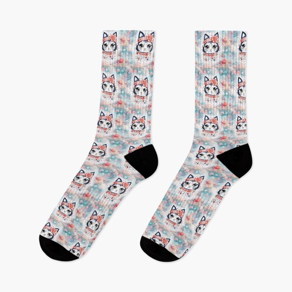 Aperçu de l'œuvre Kitty kawaii, chat, chat kawaii, chat aux couleurs pastel créée et vendue par PRYMULLART.