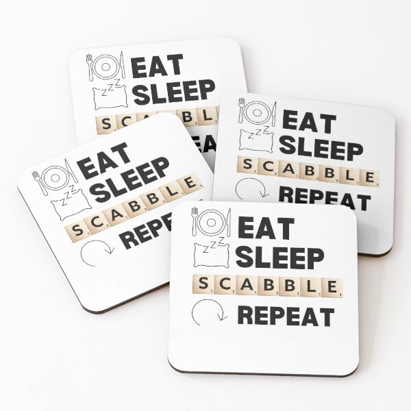 Item preview, eat , sleep scrabble repeat funny illustration  designed and sold by DeluxBee.