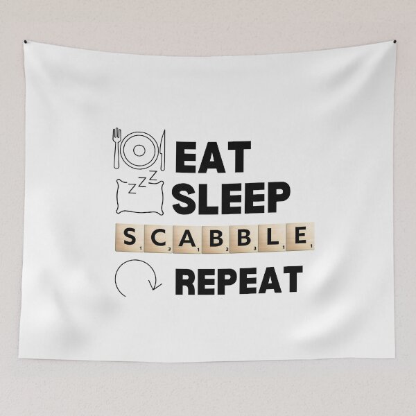 Item preview, eat , sleep scrabble repeat funny illustration  designed and sold by DeluxBee.