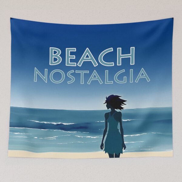 Item preview, Beach Nostalgia Reluctant to Leave Peaceful Ocean Blues - AI Art 4 of 8 designed and sold by Beachy.