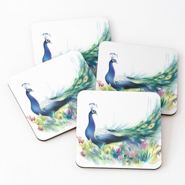 Item preview, Peacock among flowers designed and sold by ColorOfBirds.