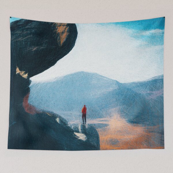 Item preview, Man and overhanging rock. Image created using geometric shapes designed and sold by EdgyEdgeArt.