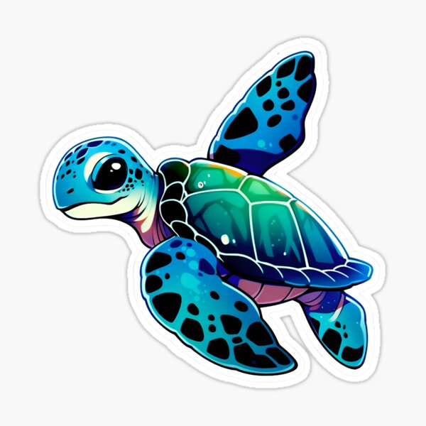 10/50pcs Blue Marine Sea Turtle Varied Stickers Pack for Kids