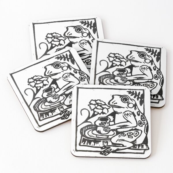 Item preview, Frog on a potters wheel lino print designed and sold by Annabelle Riley.