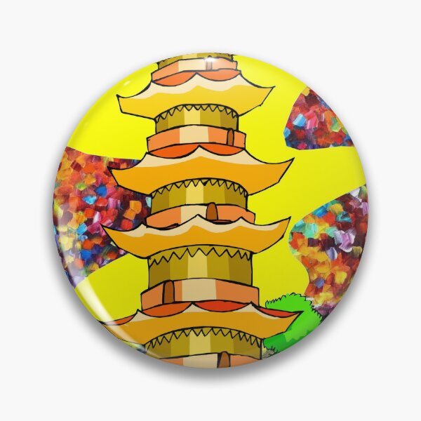 Artikelvorschau, Pagode Surreal Dream Setting psychedelischer abstrakter Druck entworfen und verkauft von posterbobs.