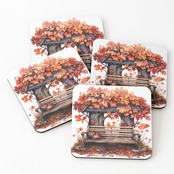 Item preview, Cosy Bench in Autumn, Chestnut Leaves designed and sold by Hibiskusmond.