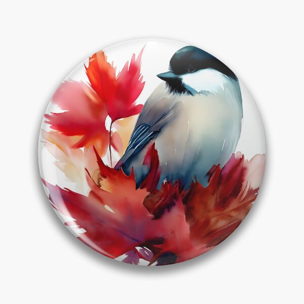 Item preview, Willow tit among red maple leafs designed and sold by ColorOfBirds.