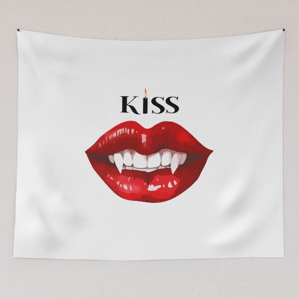 Item preview, Kiss.  Spooky bitch. Lips with clicks, Halloween illustration in fashion style with inscription, t-shirt, bohemia. designed and sold by Anastasiia Yurevych.