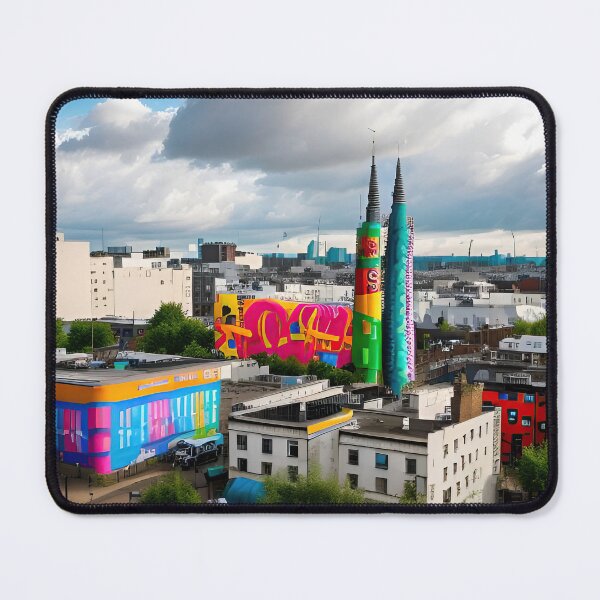 Item preview, A landscape enriched by graffiti and street art designed and sold by PixieDustAIArt.