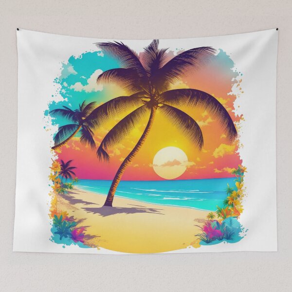 Item preview, A tropical paradise with palm trees, sandy beaches designed and sold by CoolPixels.
