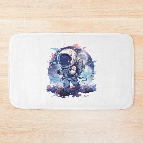Item preview, Cute Chibi Astronaut in Space with Flowers designed and sold by CozyKawaiiArt.