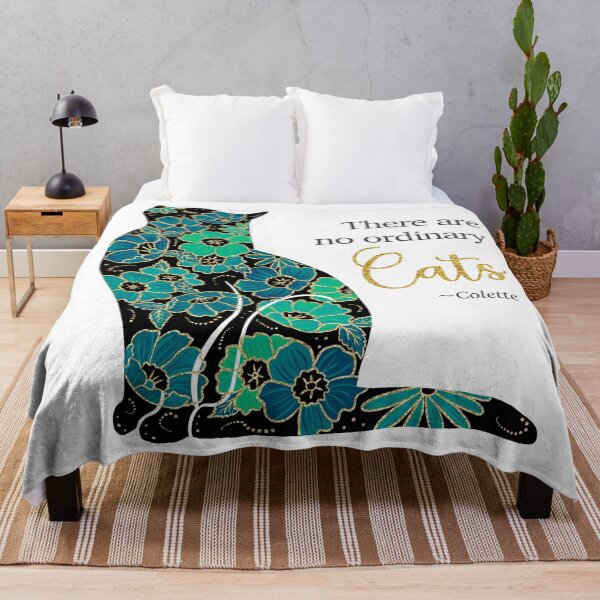 Item preview, Cat Flower Silhouette in Teal  designed and sold by SimplyPut.