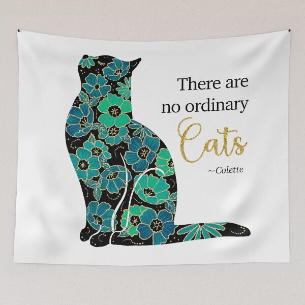 Item preview, Cat Flower Silhouette in Teal  designed and sold by SimplyPut.