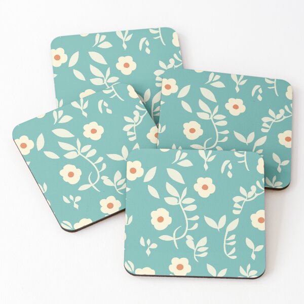 Item preview, White flowers with stem against a blue / grey background designed and sold by SamJanner.